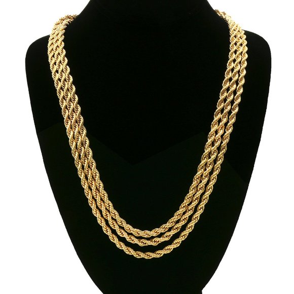 24k Gold 3 Piece 5mm 24" Rope Chains
